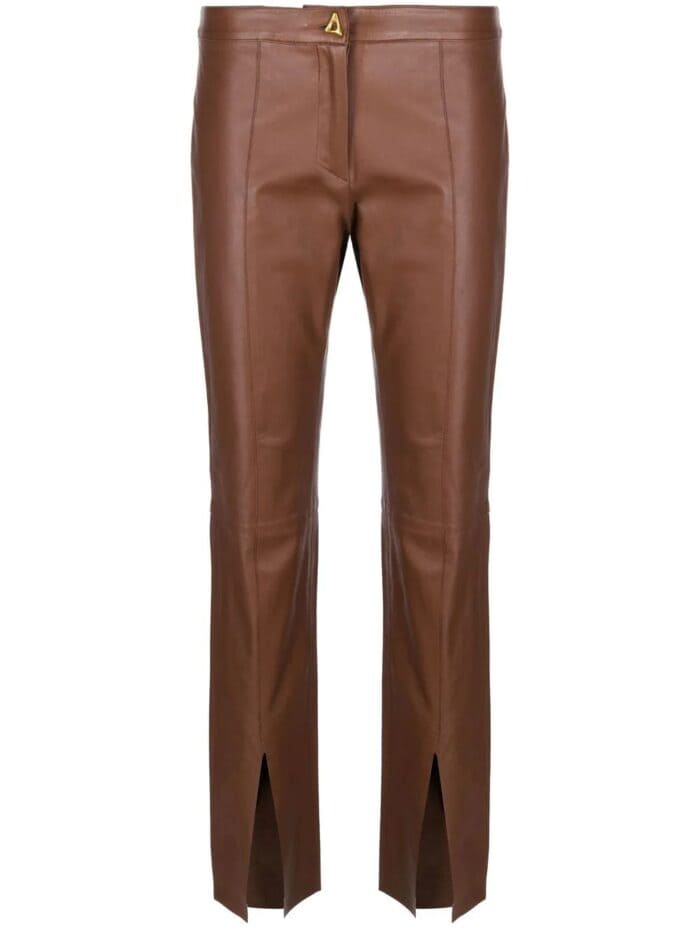 AERON Slit-front Leather Pants