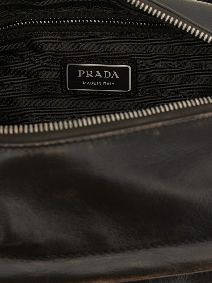 PRADA Aged Effect Nappa Leather Crossbody Bag