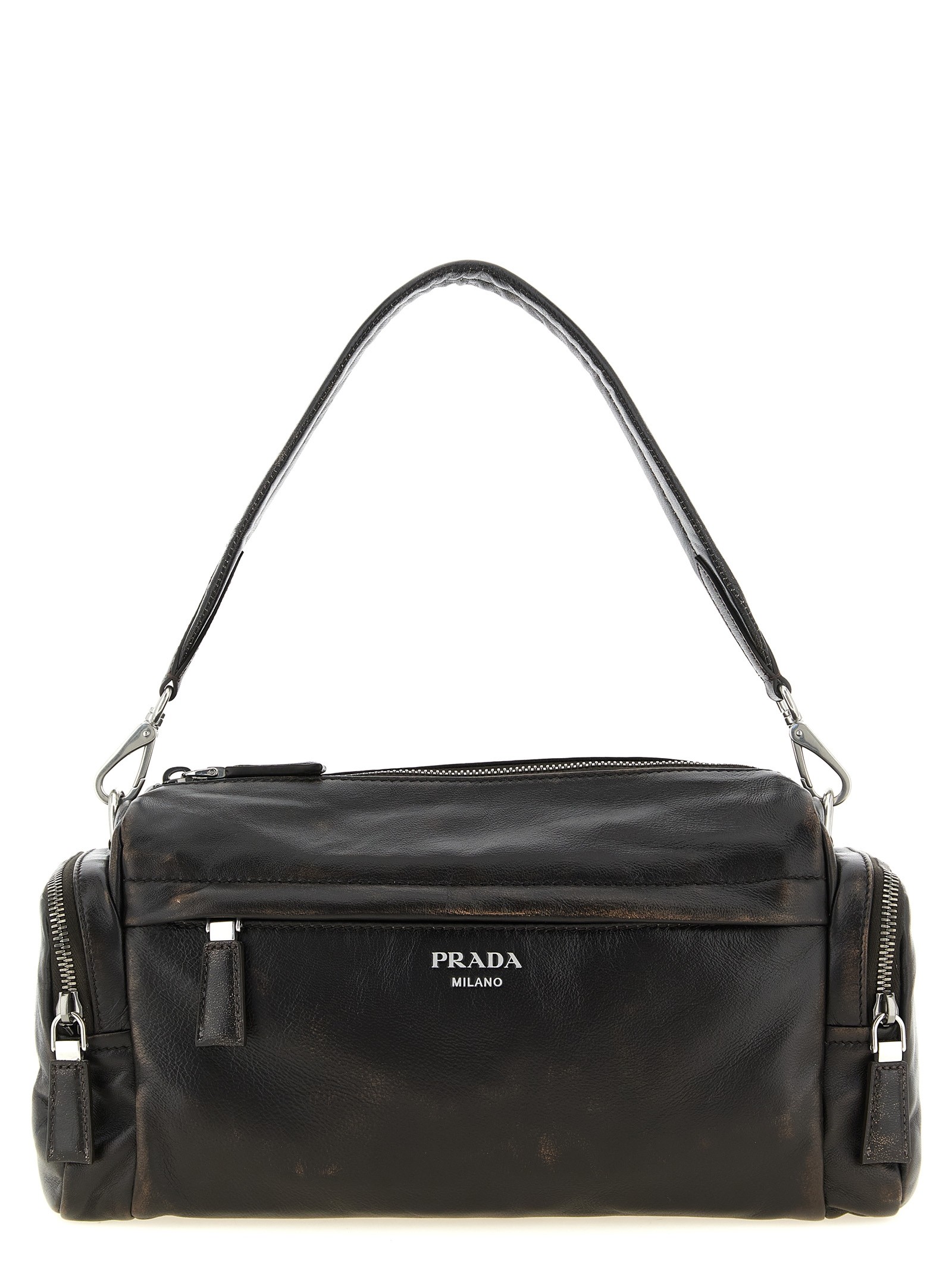 PRADA Aged Effect Nappa Leather Crossbody Bag