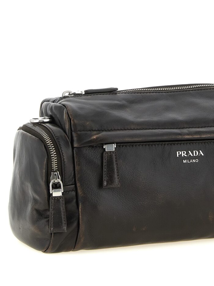 PRADA Aged Effect Nappa Leather Crossbody Bag