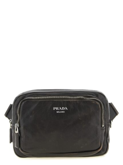 PRADA Aged Nappa Leather Crossbody Bag