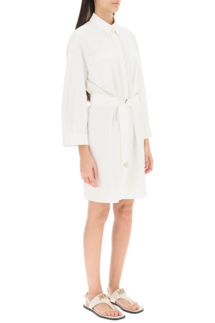 Agnona Belted Twill Shirt Dress