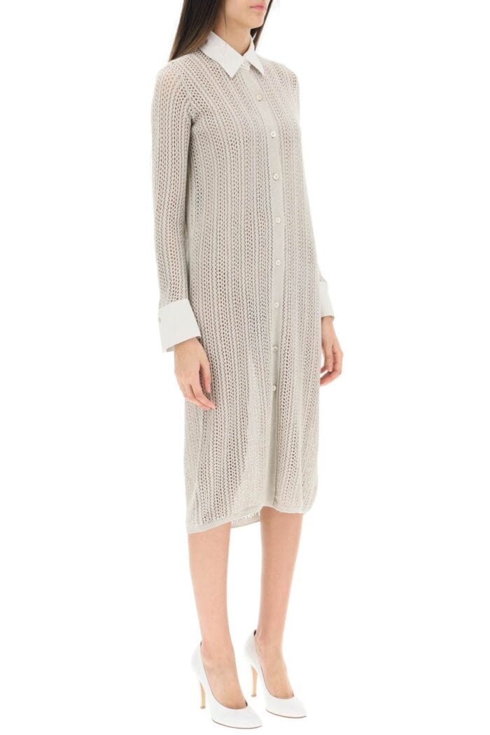 Agnona Linen, Cashmere And Silk Knit Shirt Dress