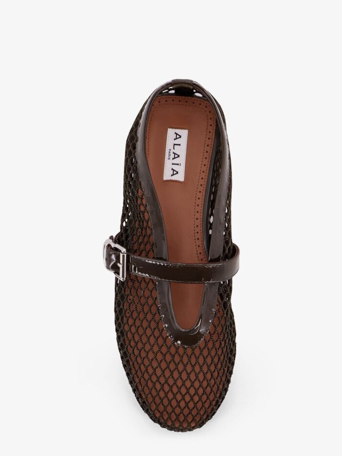 alaia ballet flats mesh ballerinas with patent leather profiles ALAIA Ballet Flats Mesh Ballerinas With Patent Leather Profiles