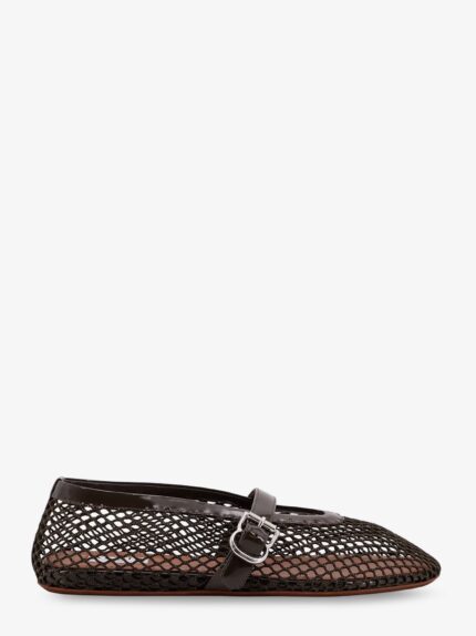 ALAIA Ballet Flats Mesh Ballerinas With Patent Leather Profiles