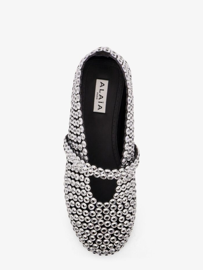 ALAIA Ballet Flats Suede And Rubber Ballerinas With Glass Eyelets