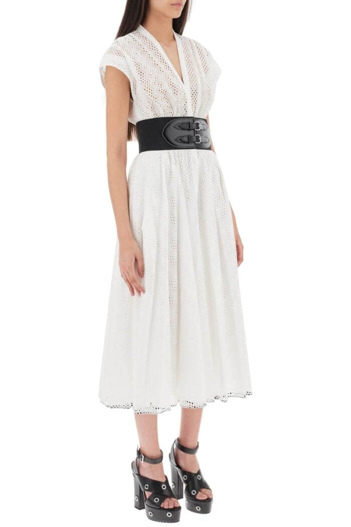 Alaia Belted Broderie Shirt Dress