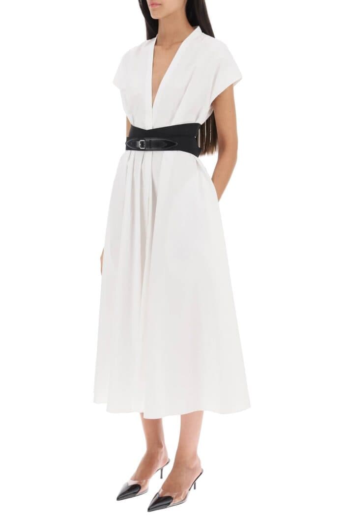 Alaia Belted Poplin Shirt Dress