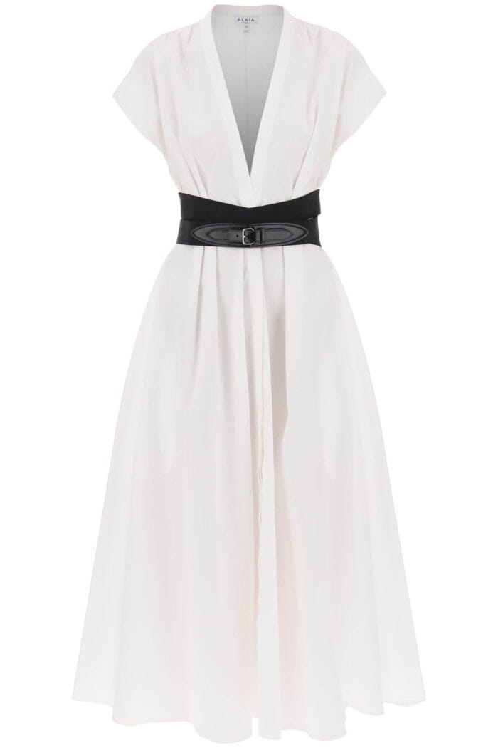 Alaia Belted Poplin Shirt Dress