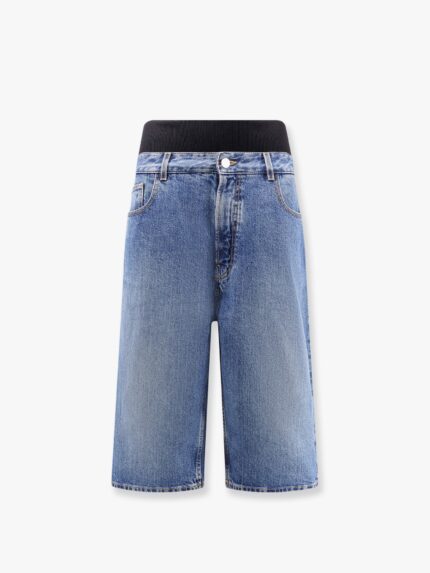 ALAIA Denim Bermuda Shorts With Ribbed Band