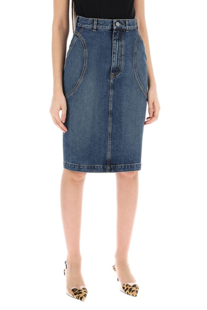 ALAIA Denim Midi Skirt In Seven