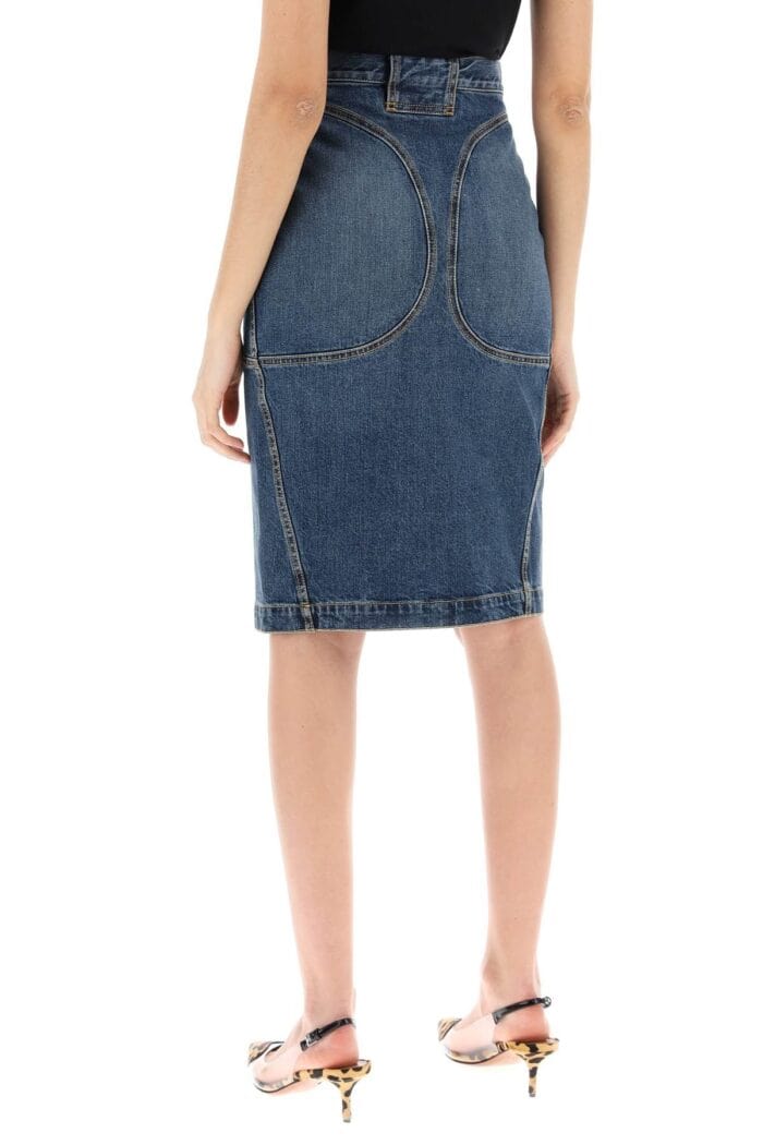 ALAIA Denim Midi Skirt In Seven