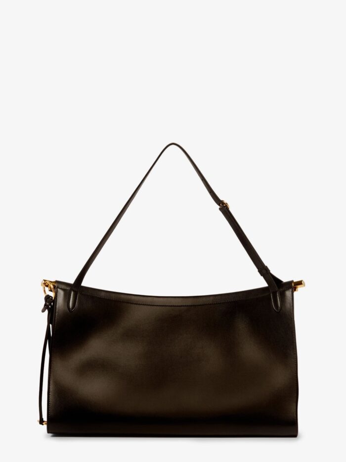 alaia east west leather bag with engraved logo ALAIA East West Leather Bag With Engraved Logo