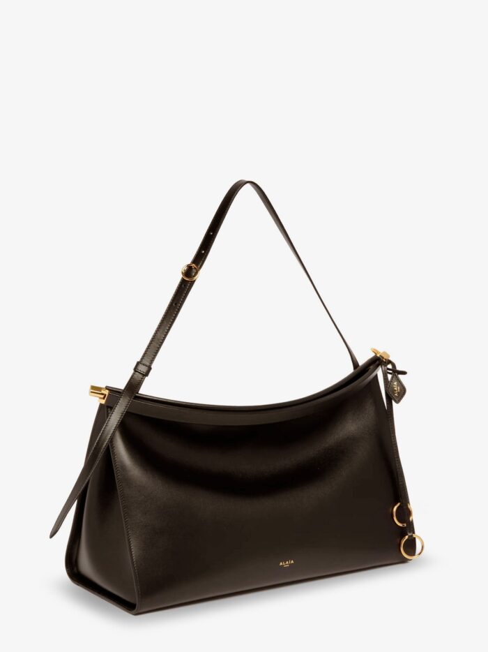 alaia east west leather bag with engraved logo ALAIA East West Leather Bag With Engraved Logo