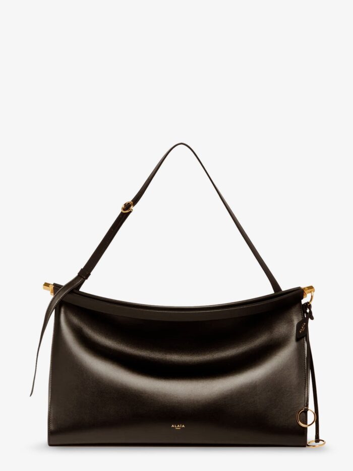 alaia east west leather bag with engraved logo ALAIA East West Leather Bag With Engraved Logo