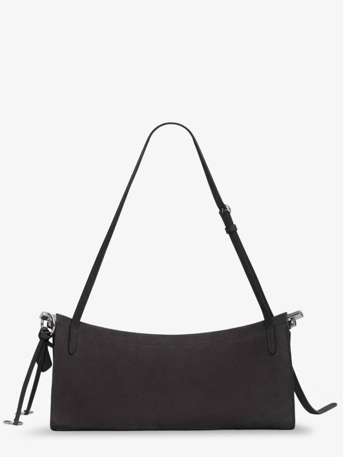 alaia east west leather shoulder bag with engraved lettering logo ALAIA East West Leather Shoulder Bag With Engraved Lettering Logo