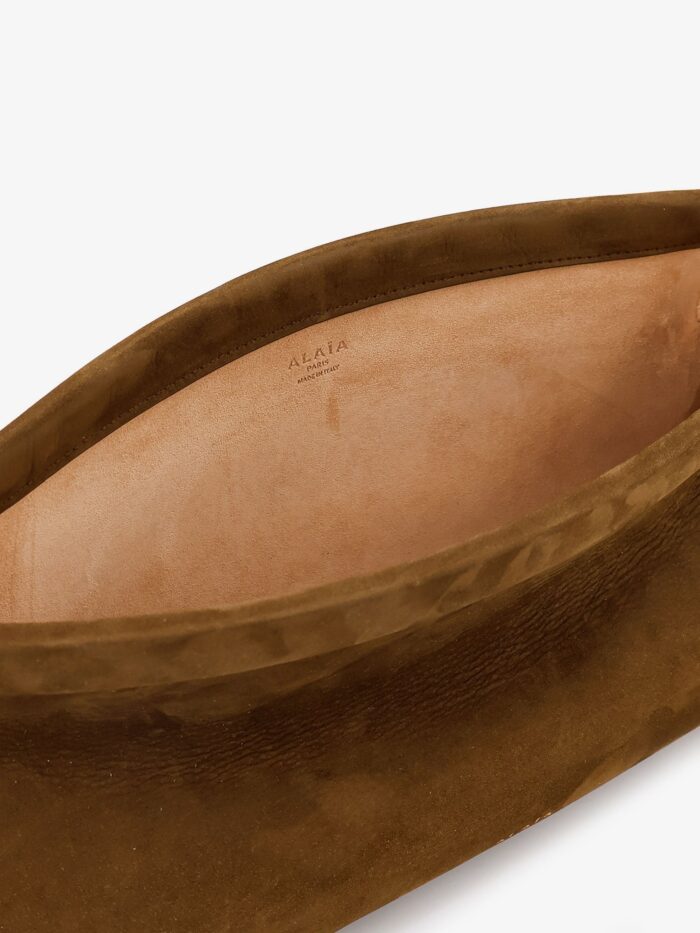 ALAIA East West Leather Shoulder Bag With Engraved Logo Lettering