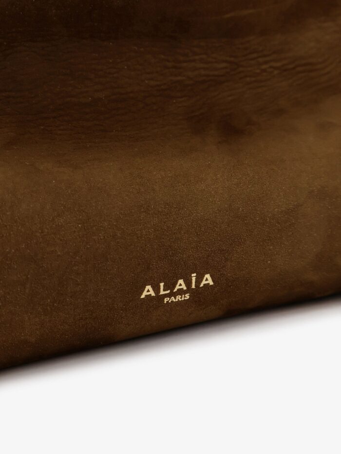 ALAIA East West Leather Shoulder Bag With Engraved Logo Lettering