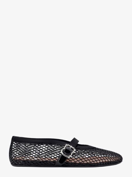 ALAIA Fishnet Ballerinas With Patent Leather Profiles