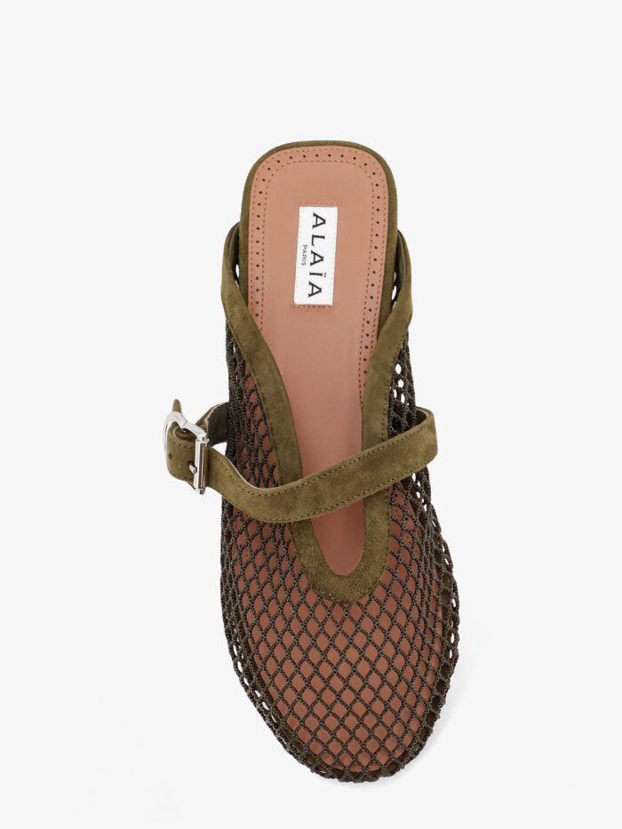 ALAIA Fishnet Mesh And Leather Sandals