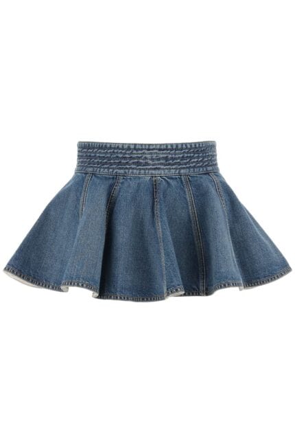 ALAIA Flared Micro Skirt In Denim