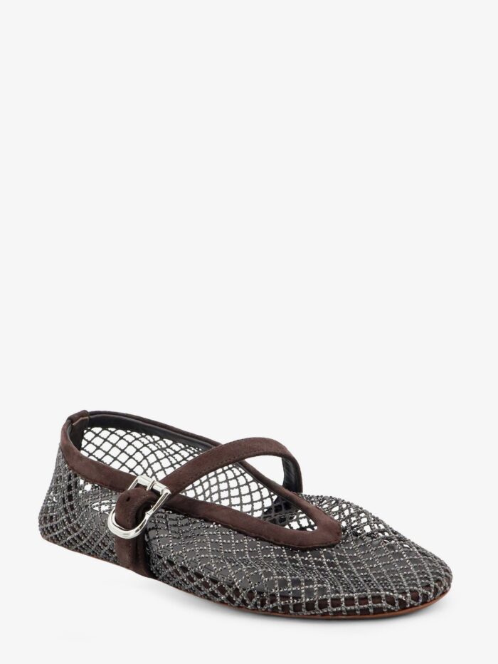 ALAIA Flat Mesh Ballet Flats With Rhinestone Detail