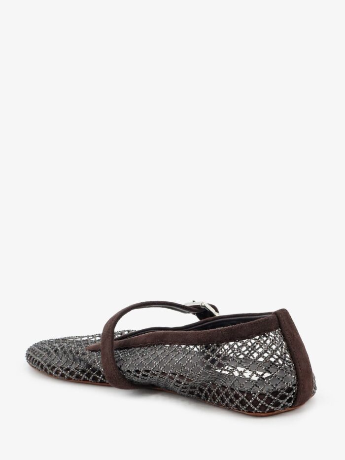 ALAIA Flat Mesh Ballet Flats With Rhinestone Detail