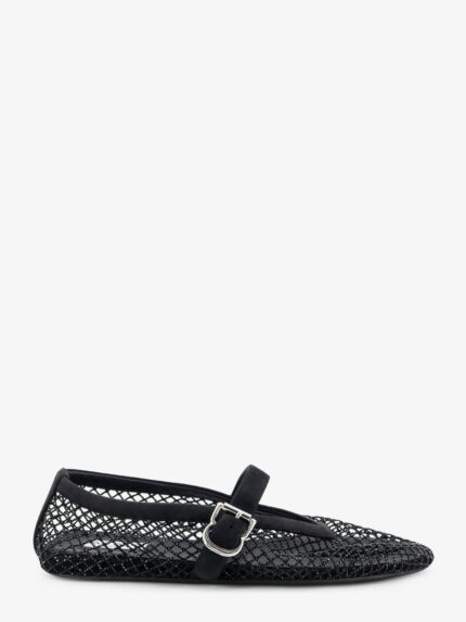 ALAIA Flat Mesh Ballet Flats With Rhinestone Detail