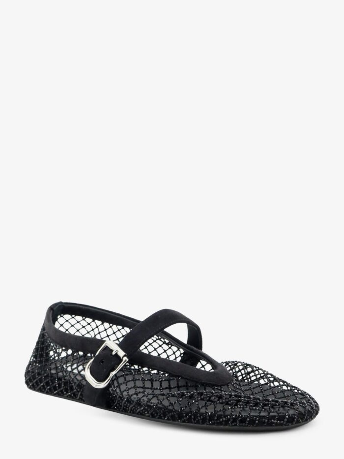 ALAIA Flat Mesh Ballet Flats With Rhinestone Detail