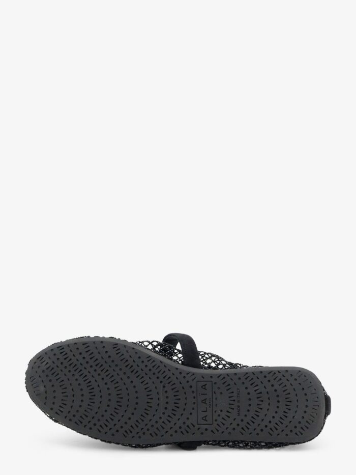 ALAIA Flat Mesh Ballet Flats With Rhinestone Detail