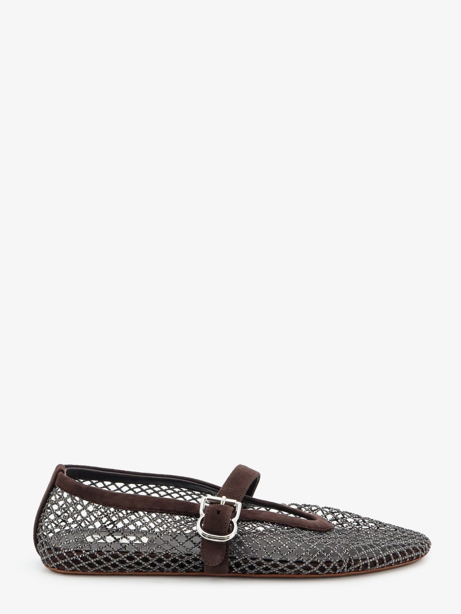 ALAIA Flat Mesh Ballet Flats With Rhinestone Detail