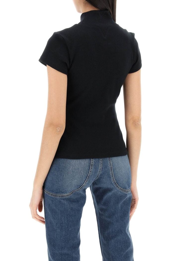 ALAIA High-neck Ribbed Top With Nine Words