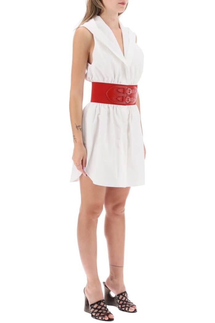 Alaia Hooded Mini Dress With Belted Waist