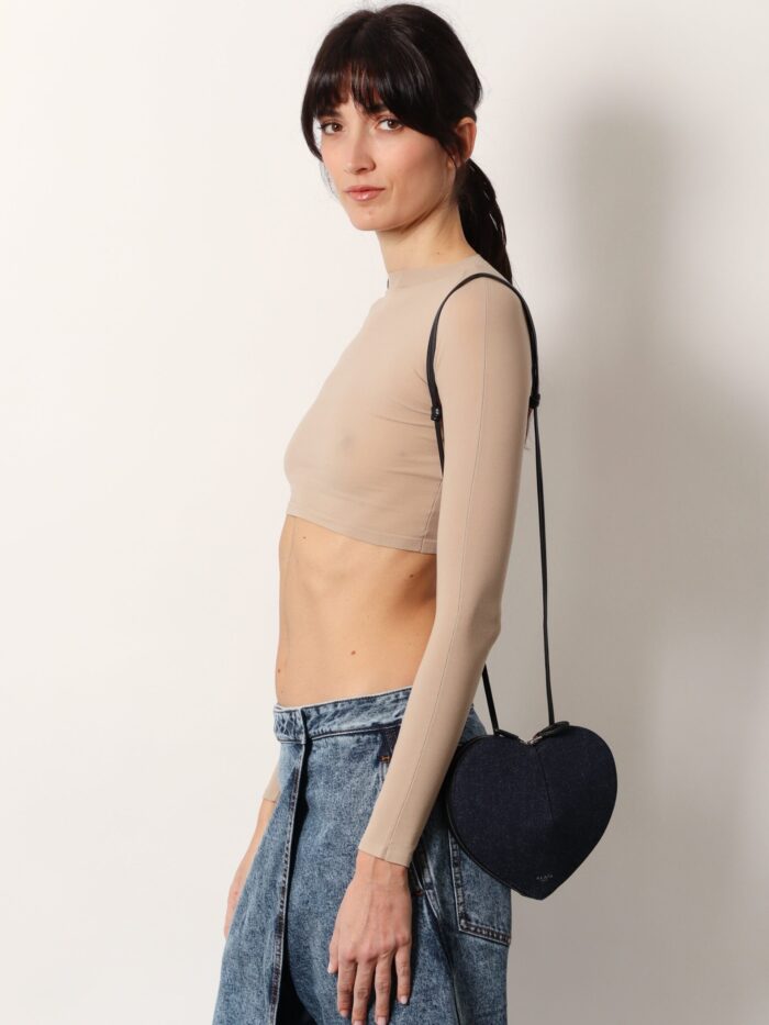 ALAIA Le Coeur Denim And Leather Shoulder Bag