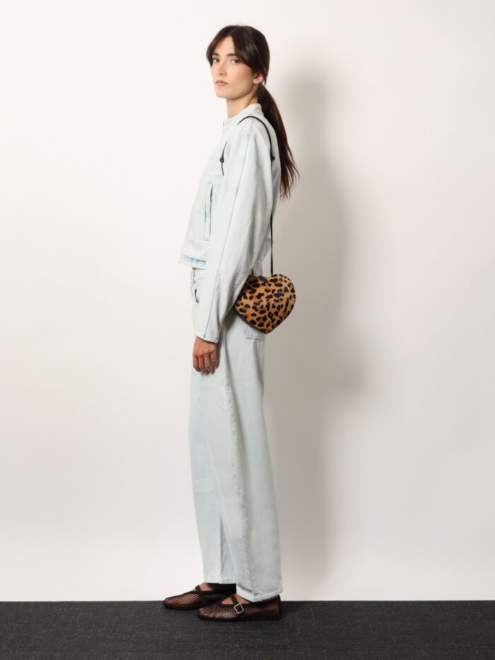 ALAIA Le Coeur Leopard Haircalf Shoulder Bag