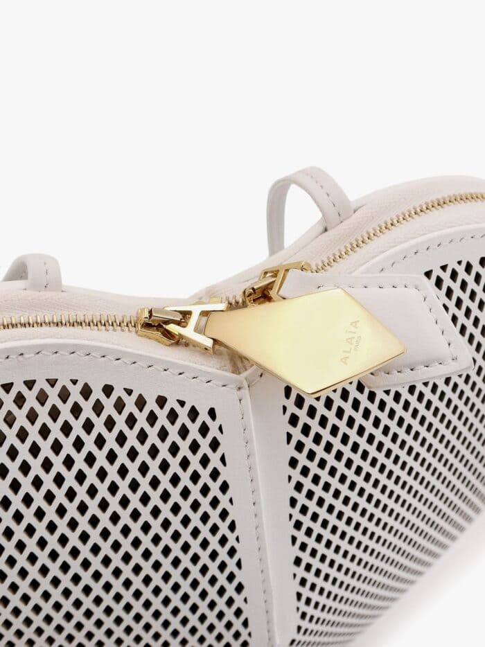 ALAIA Le Coeur Shoulder Bag In Leather With Fishnet Motif