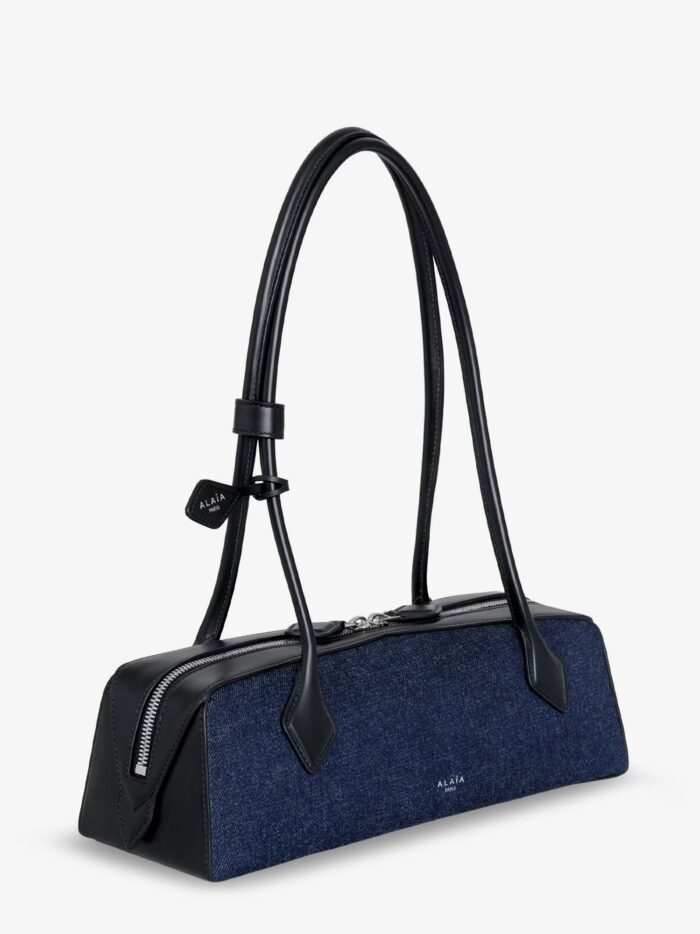 alaia le teckel denim shoulder bag ALAIA Le Teckel Denim Shoulder Bag