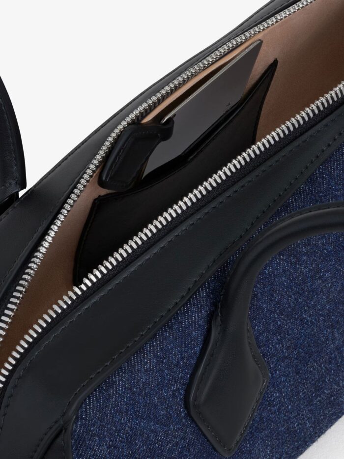 alaia le teckel denim shoulder bag ALAIA Le Teckel Denim Shoulder Bag