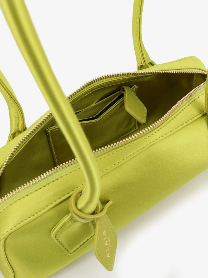 ALAIA Le Teckel Satin Shoulder Bag With Front Logo