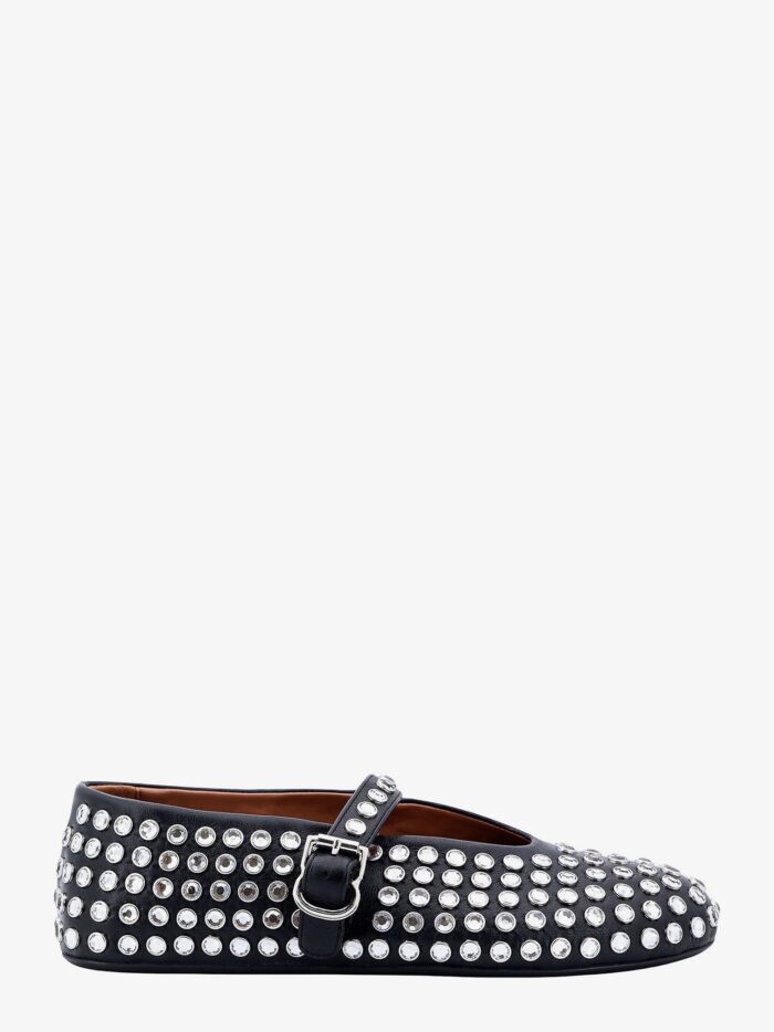 ALAIA Leather Ballerinas Strap With Rhinestones