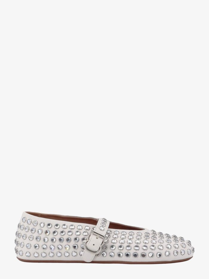 ALAIA Leather Ballet Flats With Rhinestones