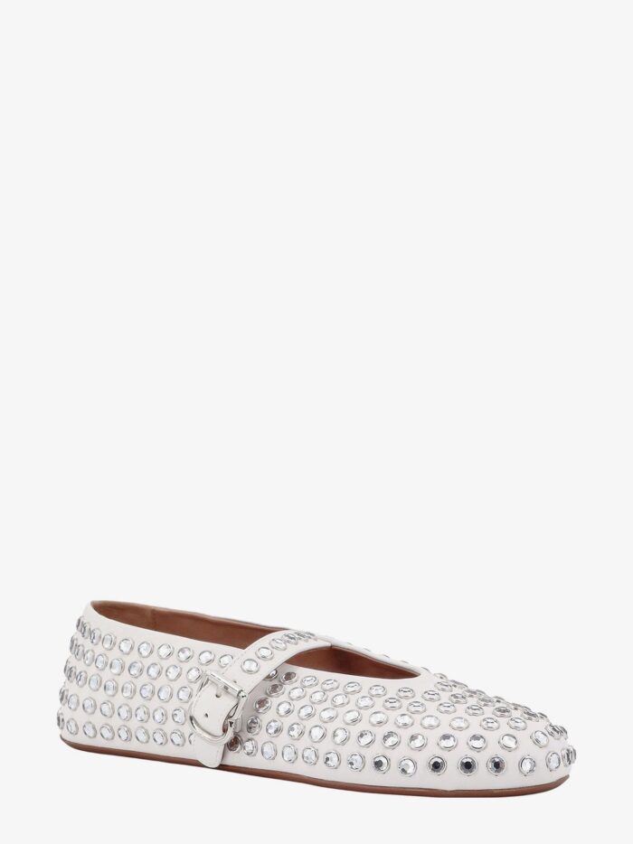 ALAIA Leather Ballet Flats With Rhinestones
