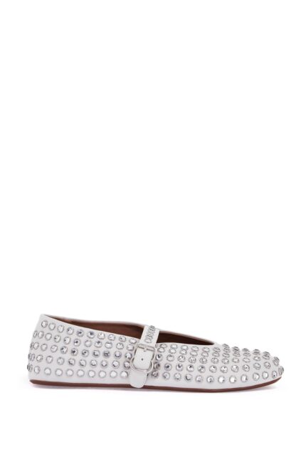 ALAIA Leather Ballet Flats With Rhinestones