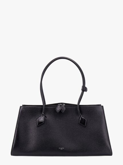 ALAIA Leather Shoulder Bag With Frontal Logo Print