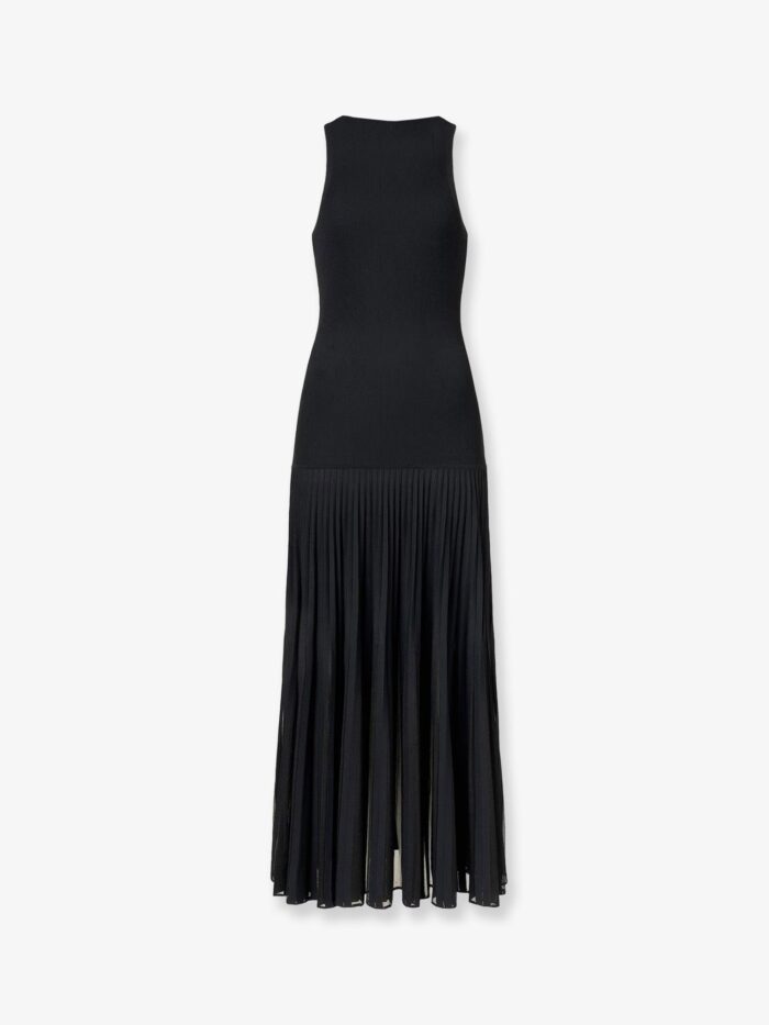 ALAIA Long Pleated Viscose Blend Dress