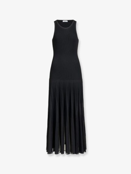 ALAIA Long Pleated Viscose Blend Dress