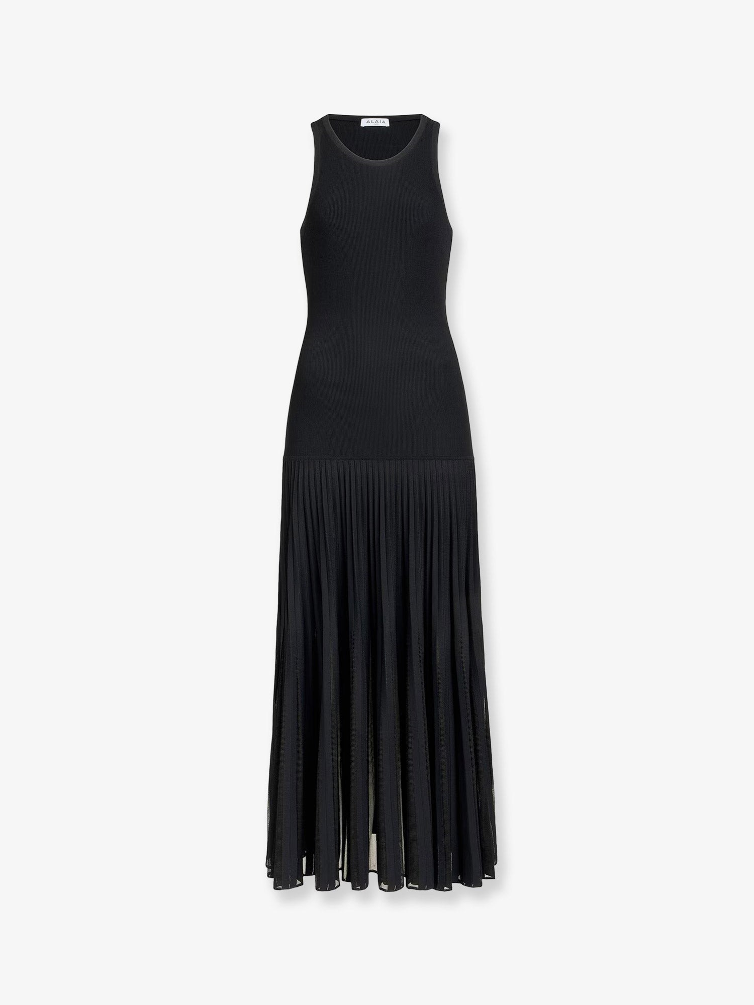 ALAIA Long Pleated Viscose Blend Dress