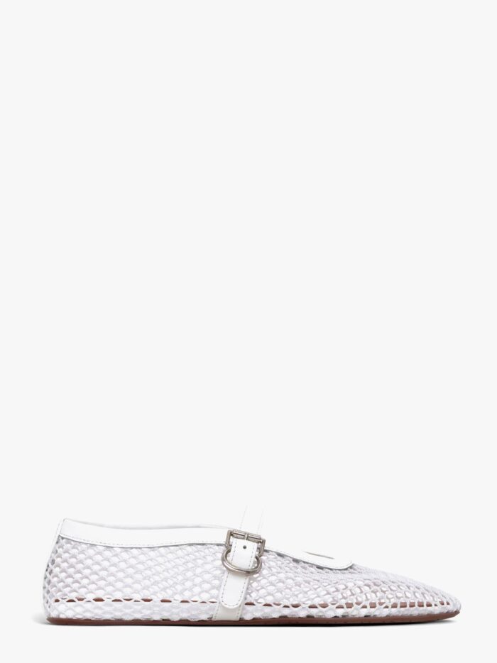 ALAIA Mesh Ballerinas With Patent Leather Inserts