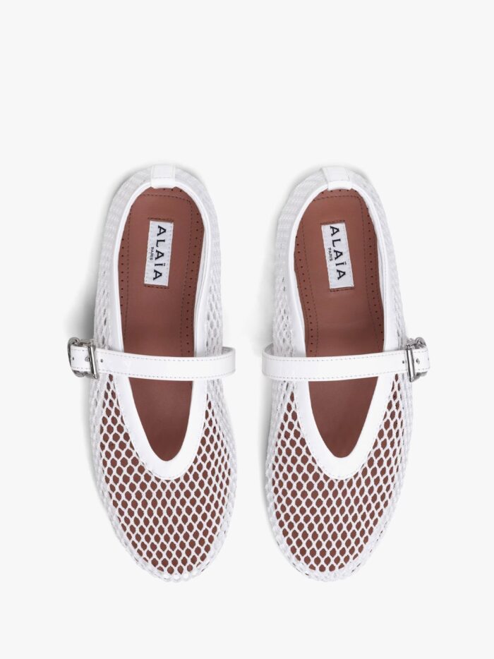 ALAIA Mesh Ballerinas With Patent Leather Inserts