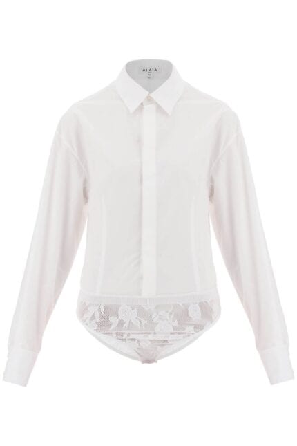 ALAIA Shirt Bodysuit In Poplin